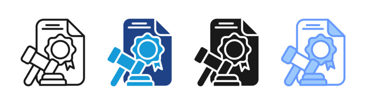 Legal Certificate icon set multiple style collection