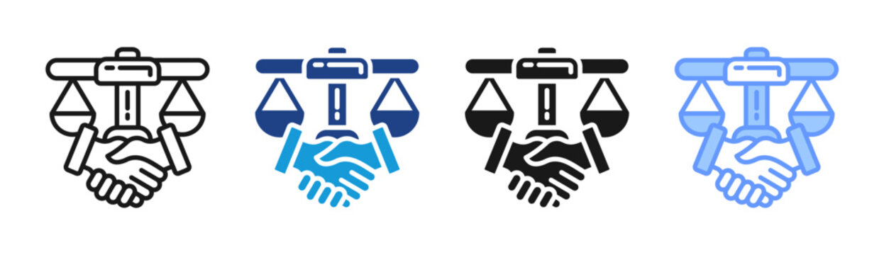 Legal Agreement icon set multiple style collection