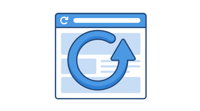 Reload arrow icon over web browser window interface