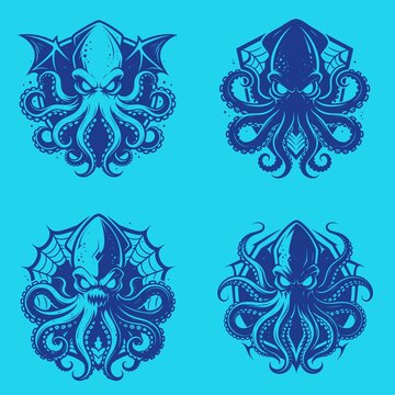 Vampire Squid icon featuring a mysterious deep sea cephalopod with webbed tentacles and large eyes. Clean vector design ideal for marine wildlife, ocean themes, gaming, and fantasy projects.
