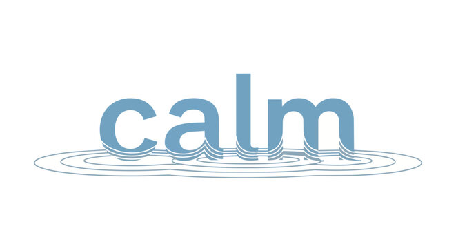 Blue Calm Word Typography with Water Ripples and Waves Graphic