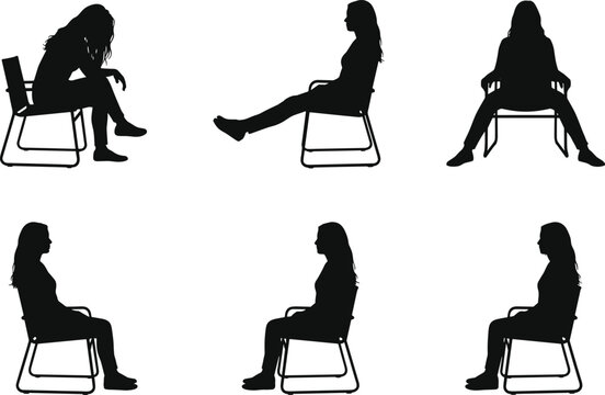 Different sitting postures comparison showing relaxed slouched positions versus upright ergonomic poses for body alignment, seating design, and posture awareness