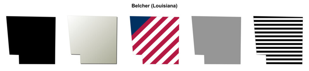 Obraz premium Belcher (Louisiana) blank outline map set
