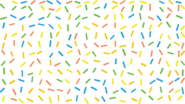 Colorful sprinkles pattern on white background for baking and celebration designs