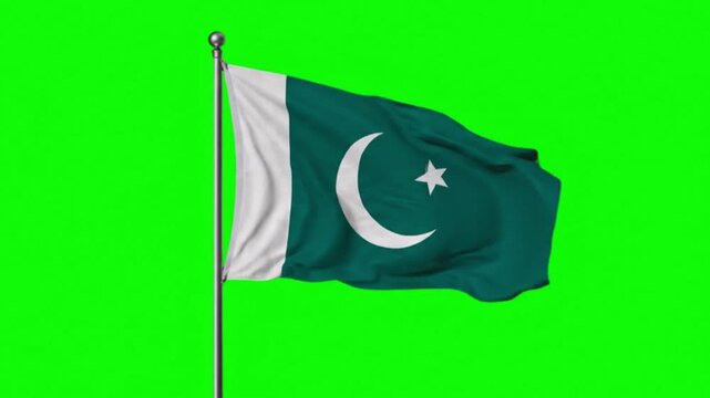 Pakistan Flag Waving on Green Screen Background &ndash; Chroma Key Isolated 4K