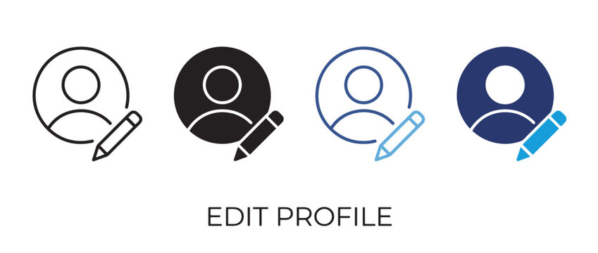 User edit icon set. person with pencil symbol. profile update and account editing concept. vector illustration. Adobe Illustrator Artwork