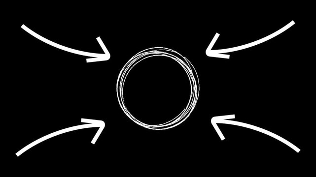 Target highlight pulsing arrows and spinning circle black screen overlay