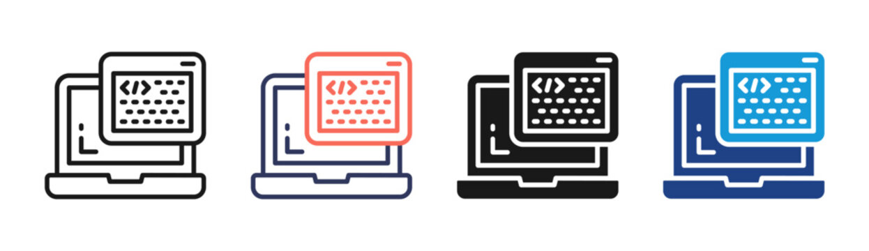 Code Editor icon set multiple style collection