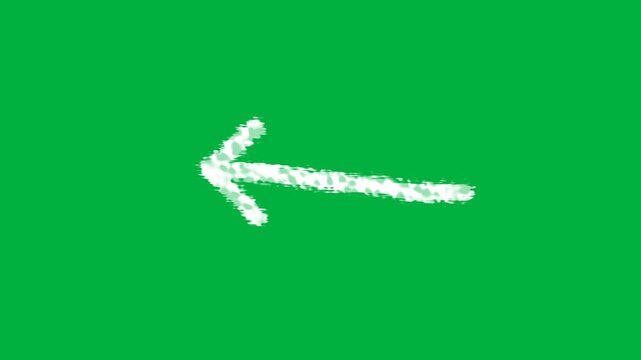 White Grunge Ink Stroke Arrow Pointing Left Animation Green Screen Background