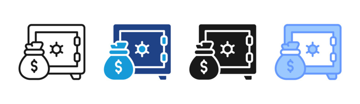 Secure Savings icon set multiple style collection