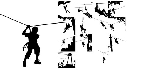 Man On A Zip Line Silhouette © 99___Designer