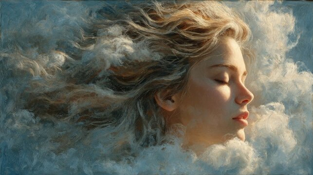 Dreamy Woman Portrait in Soft Ocean Light