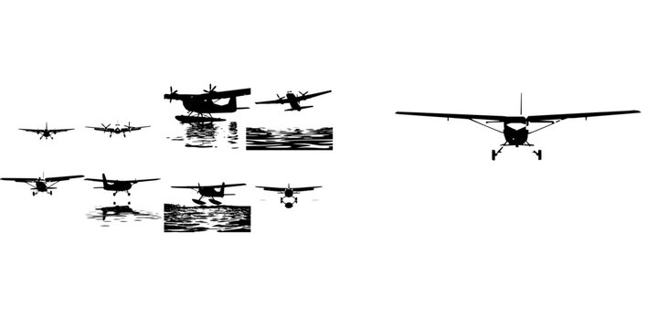 Sea Plane Landing on Water Silhouette