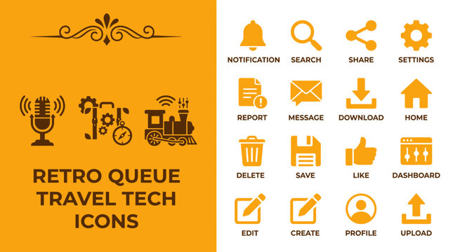 Retro Travel Tech Icons
