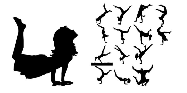 Woman Doing a Cartwheel Silhouette