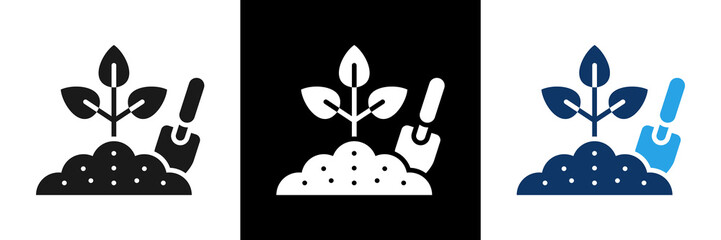 Fototapeta premium Tree Planting Icon Set Glyph Vector Illustration