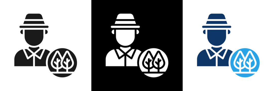 Forest Ranger Icon Set Glyph Vector Illustration