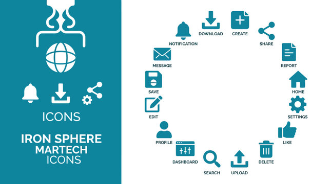 Tech Icons: Martech, Sphere, Communication