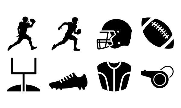 Collection of American Football Icons Representing Players Equipment and Goal Posts vectors design,fully customized and eddtibel.icon shit
