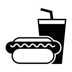 Fototapeta premium Fast food combo hot dog and soda drink vector icon for restaurant menu design