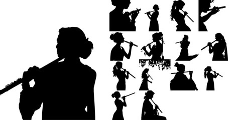 Woman with a Flute Silhouette © 99___Designer