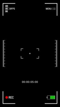 Camera recording screen overlay. Portrait camera video recorder screen overlay on alpha channel. Digital video recorder display with timer.