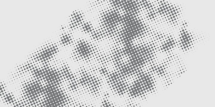 Black polka dots seamless pattern on white background. Halftone minimalist abstract wall in diagonal lines.