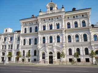 Fototapeta premium Ornate White Historic Building Facade in Moscow, Russia