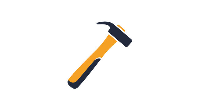 Yellow handled hammer with black head.