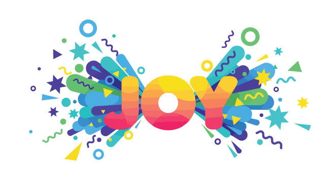 Colorful JOY Typography with Abstract Vibrant Burst and Splash Design