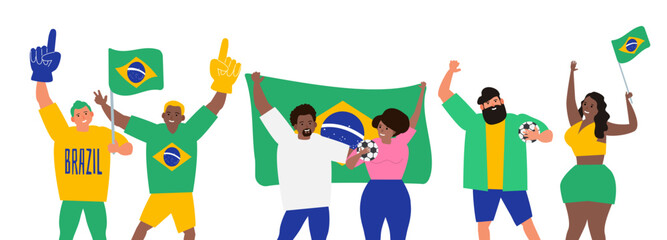 Fototapeta premium brazil football soccer fans world game usa vector illustration 