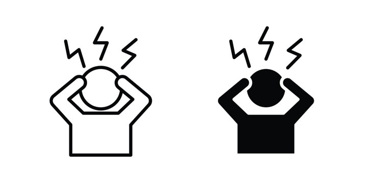 Anxiety or stress icon Silhouette and outline vectors