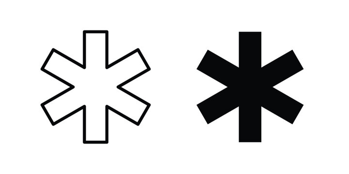 Asterisk icon Silhouette and outline vectors