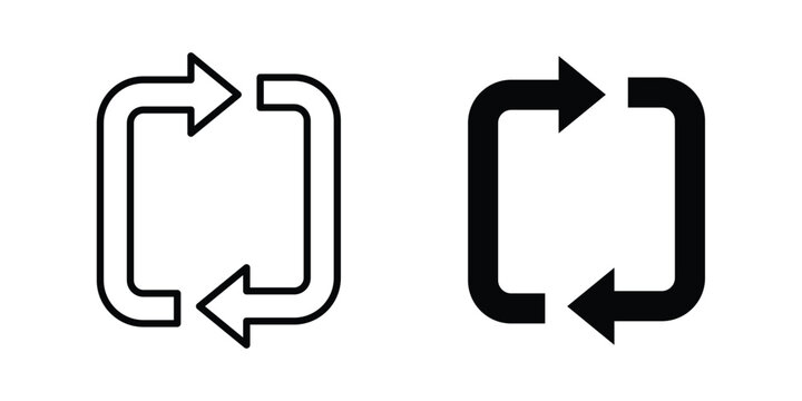 Arrows repeat icon Silhouette and outline vectors