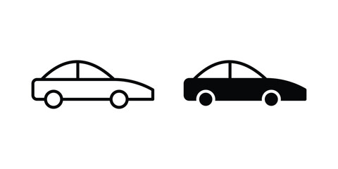 Fototapeta premium Car side view icon Silhouette and outline vectors