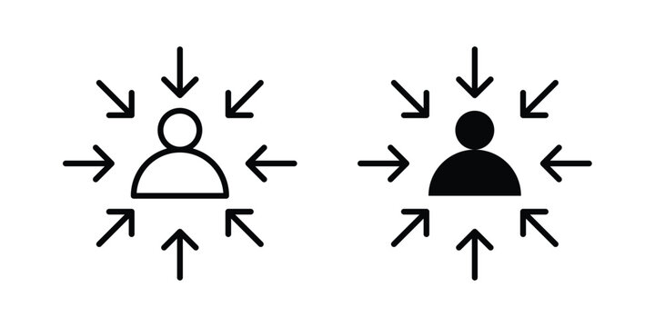Centric consumer icon Silhouette and outline vectors