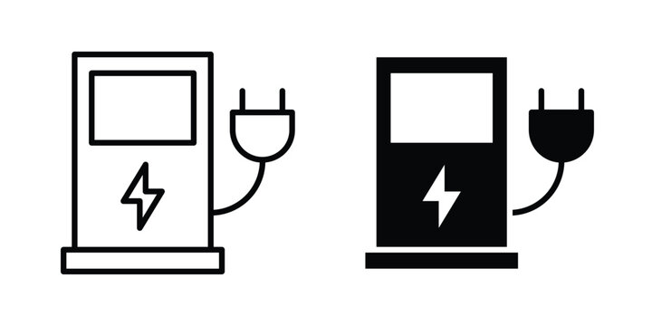 Charging station icon Silhouette and outline vectors