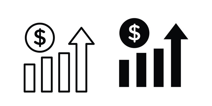 Chat arrow grow icon Silhouette and outline vectors