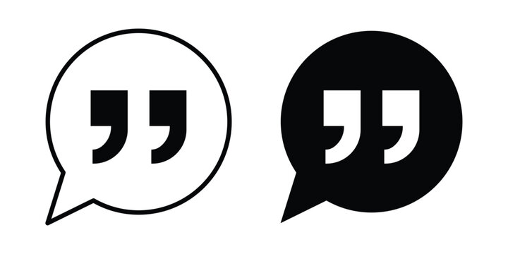 Comment quote icon Silhouette and outline vectors