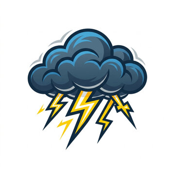 Dark Storm Cloud with Lightning Strikes Illustration.