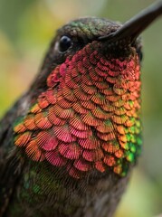 Fototapeta premium Extreme Macro of a Hummingbird's Iridescent Neck Feathers