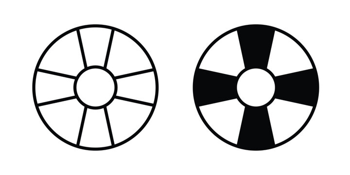 Life buoy icon Silhouette and outline vectors