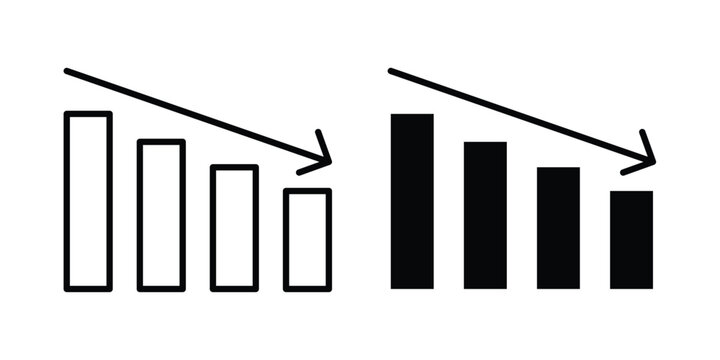 Loss Chart Icon Silhouette and outline vectors