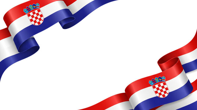 Croatia flag ribbons frame on white background