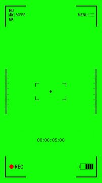 Digital Video Recorder Camera Recording Interface Screen Overlay Mobile Phone Shooting Pointer Timer Template on 4K Green Screen