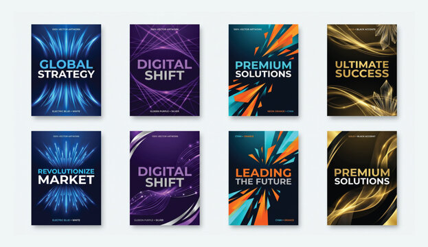 Abstract business brochure cover templates with futuristic wave graphics business template brochure abstract corporate innovation technology marketing strategy professional