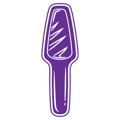 Fototapeta premium Purple hair brush with white outline and diagonal lines on bristles isolated on transparent background