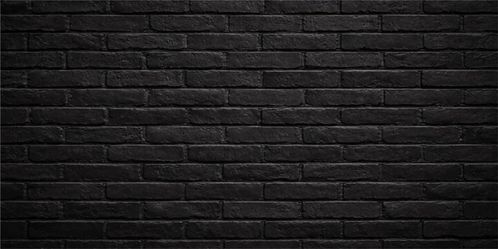Dark Charcoal Black Brick Wall Texture Background with Realistic Seamless Surface for Modern Architectural and Interior Design Projects