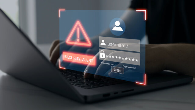 Cyber attack targeting online account authentication login security.Hacker attempting unauthorized access to personal data password breach,phishing,encryption vulnerability and digital network.