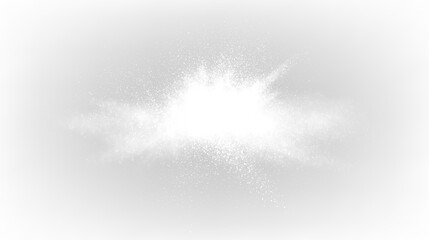 Fototapeta premium White dust particle sprite impact effect with misty edges isolated on transparent background shows an explosion of particles, light overlay, PNG